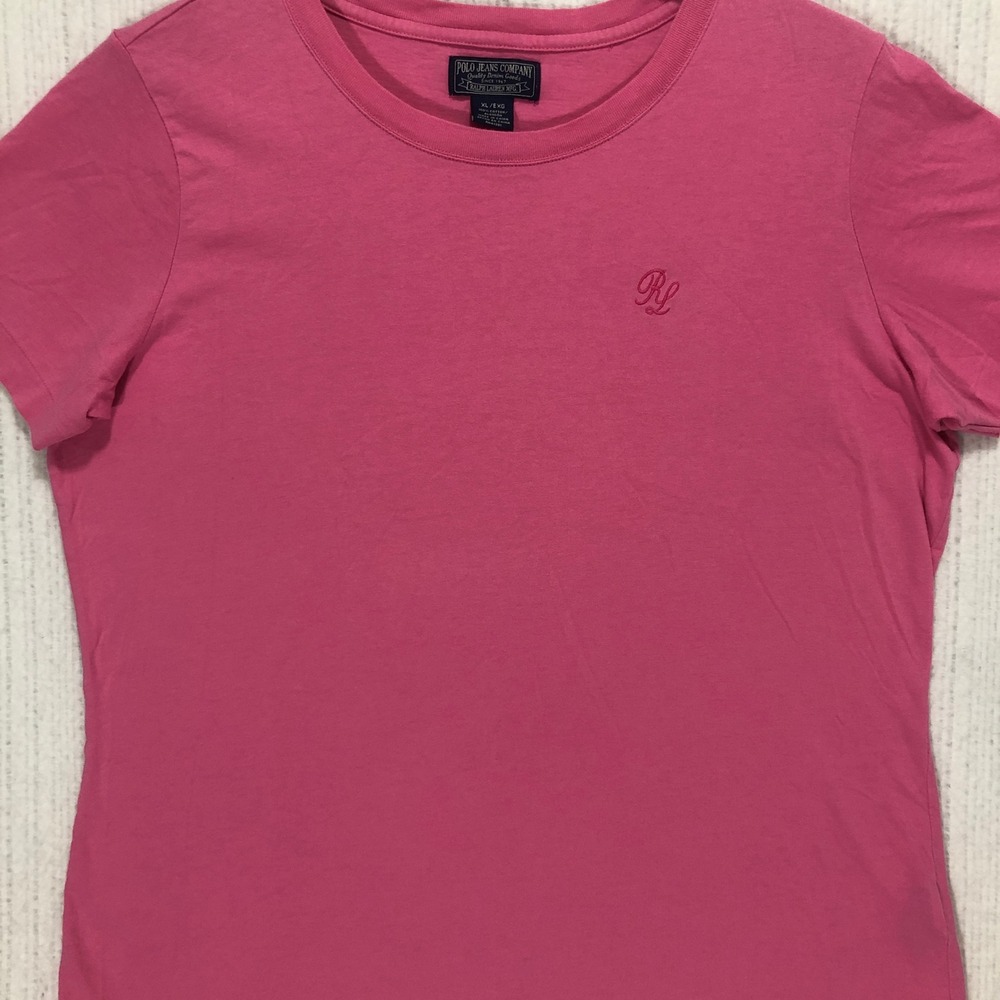 Polo Jeans Co Ralph Lauren Pink Cotton Crew Neck RL Logo T-Shirt XL